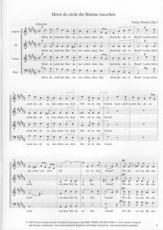 Furore Edition Eichendorff a cappella Chorpartitur Hensel