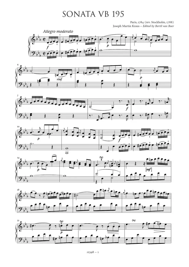 Artaria Kraus 2 Sonaten Fortepiano Noten