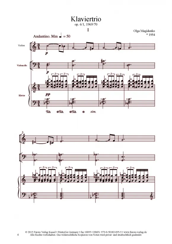 Furore Edition Klaviertrio op. 6/1 Noten