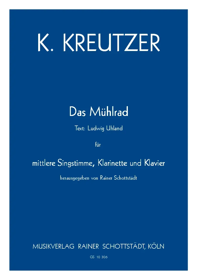 Schottstädt Das Mühlrad Noten mittlere Stimme Klarinette Klavier
