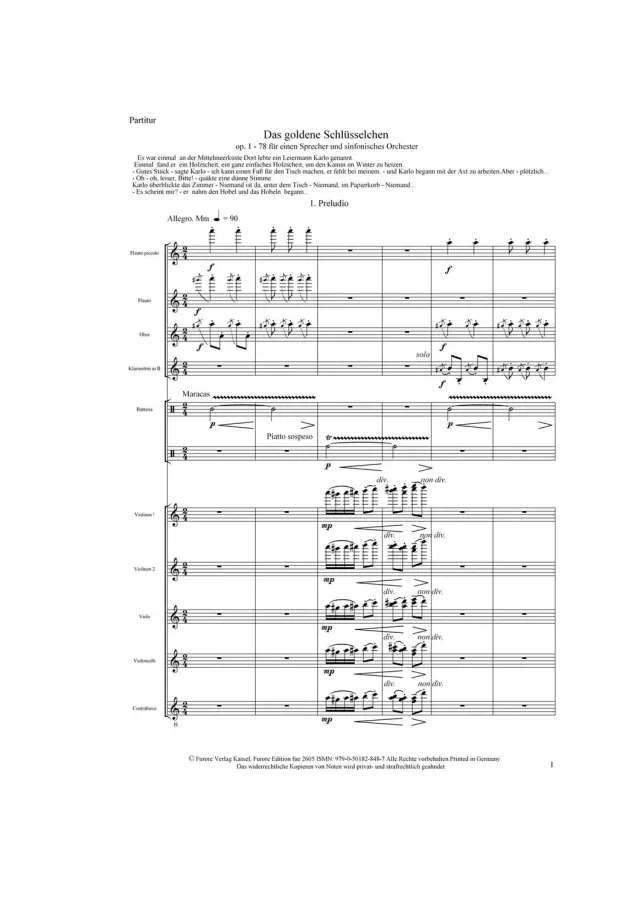 Furore Edition Das goldene Schüsselchen op.78 Partitur