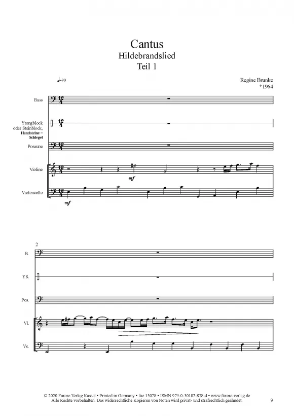 Furore Edition Cantus Vol. 1 Hildebrandslied Partitur Stimmen