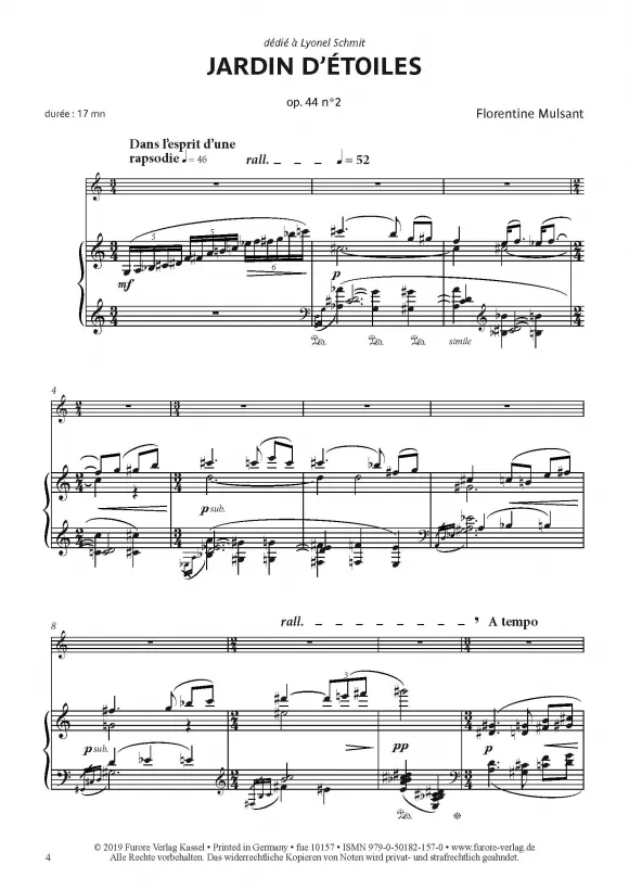 Furore Edition Jardin d’Etoiles op. 44 Nr. 2 Noten für Violine und Klavier