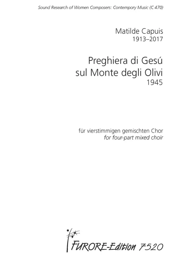 Furore Edition Preghiera di Gesú Chornoten gemischter Chor SATB