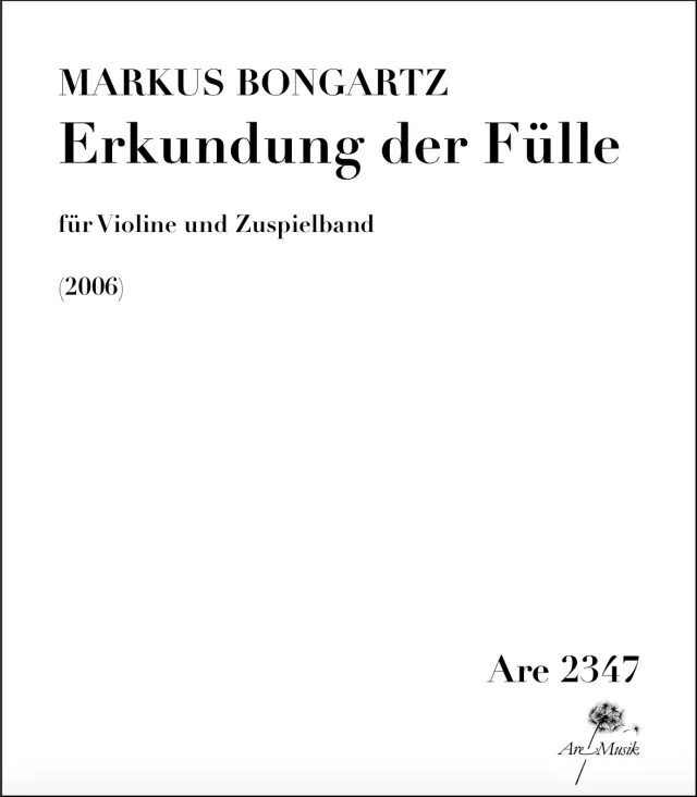 Are Musik Verlag Bongartz Erkundung der Fülle Violine Zuspielband
