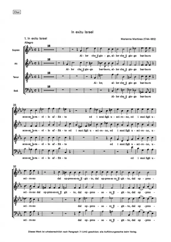 Furore Edition In Exitu Israel de Agypto Chorpartitur Soli Chor Orchester