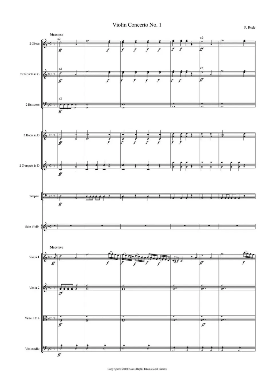 Artaria Rode, Pierre Violin Concerto No.1 in D Minor, Op.3 Partitur