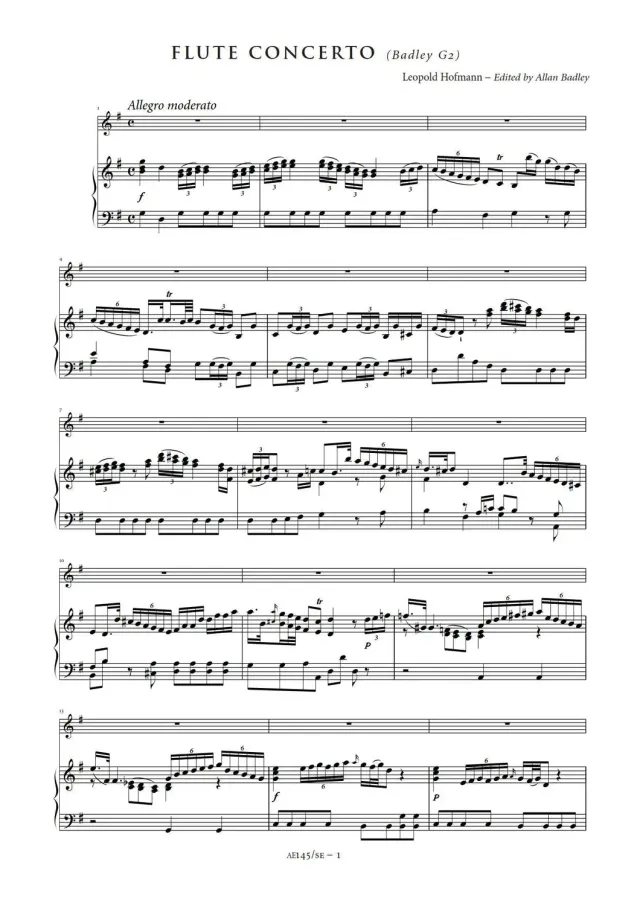 Artaria AE145 Hofmann Flötenkonzert G-Dur Klavierauszug
