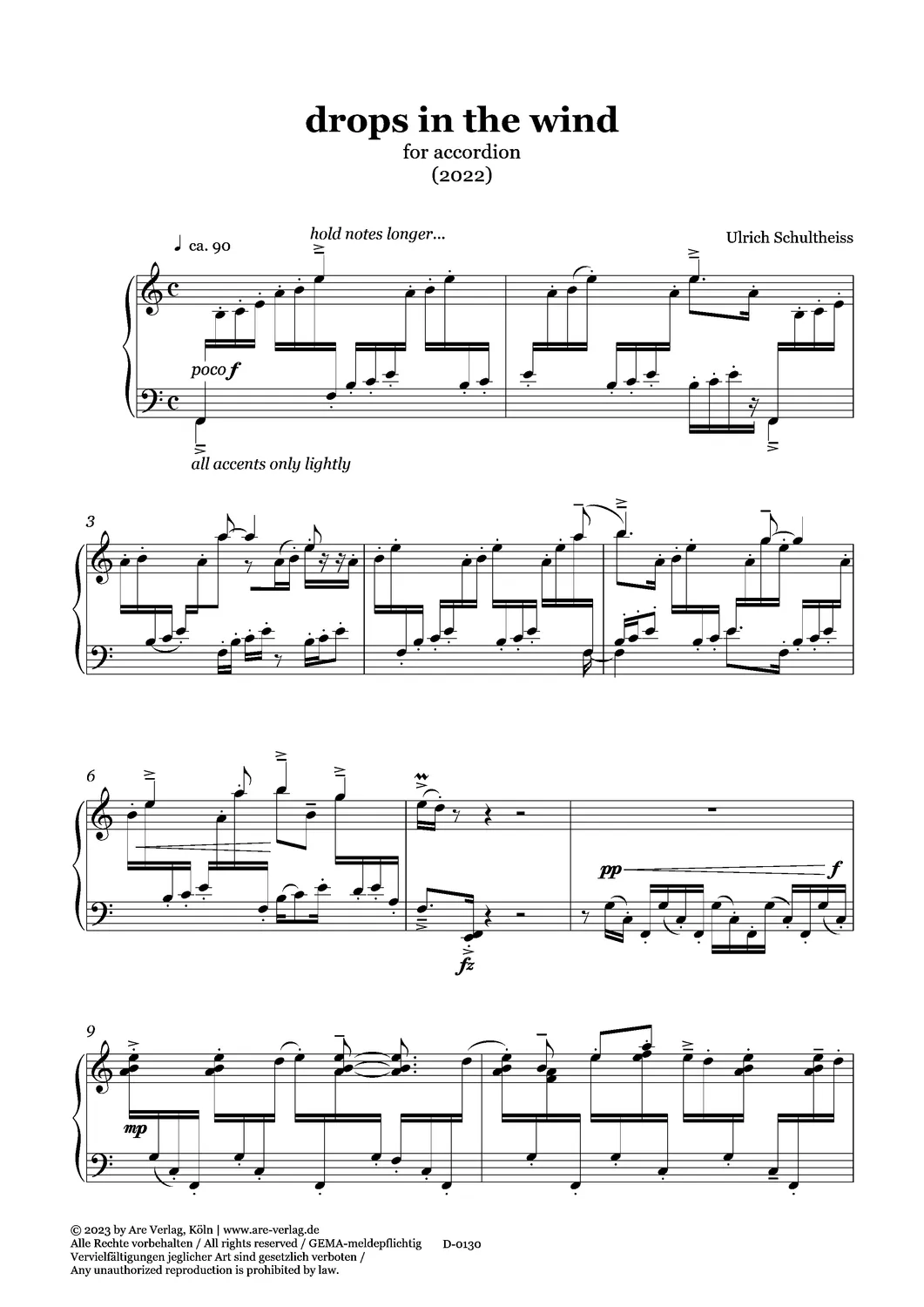 Are Musik Verlag drops in the wind (2022) Noten für Akkordeon