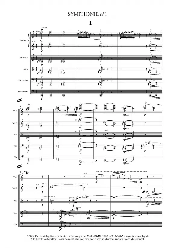 Furore Edition Symphonie n° 1 pour cordes op. 32 Mietmaterial