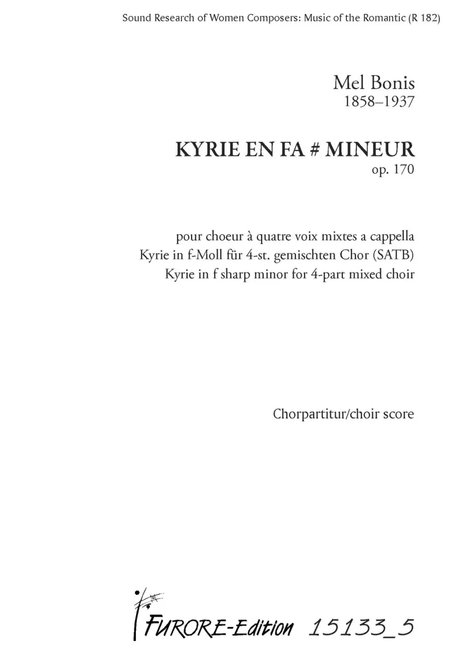 Furore Edition Kyrie en fa mineur Chornoten gemischter Chor