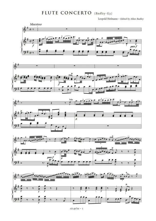 Artaria AE140/SE Hofmann Flötenkonzert G-Dur Klavierauszug