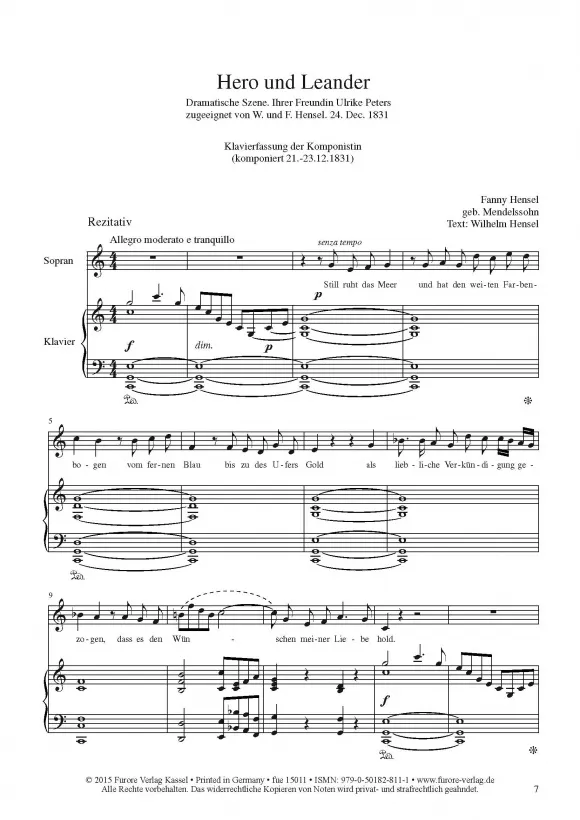 Furore Edition Hero und Leander Noten für Sopran Klavier