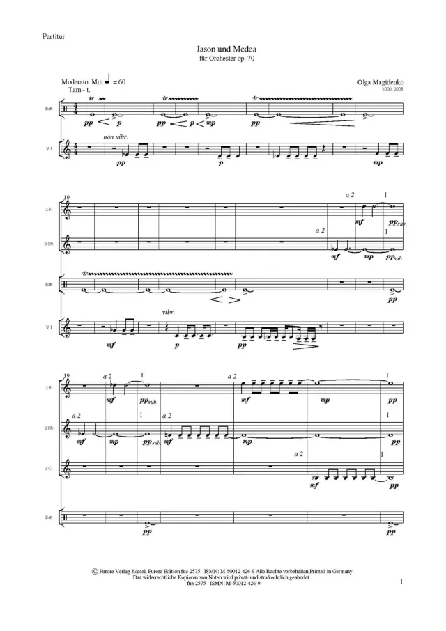 Furore Edition Jason und Medea für Orchester op. 70 Partitur