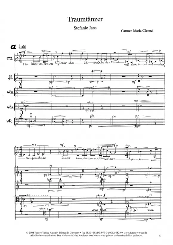 Furore Edition TraumLieder Noten Mezzosopran Flöte Streicher