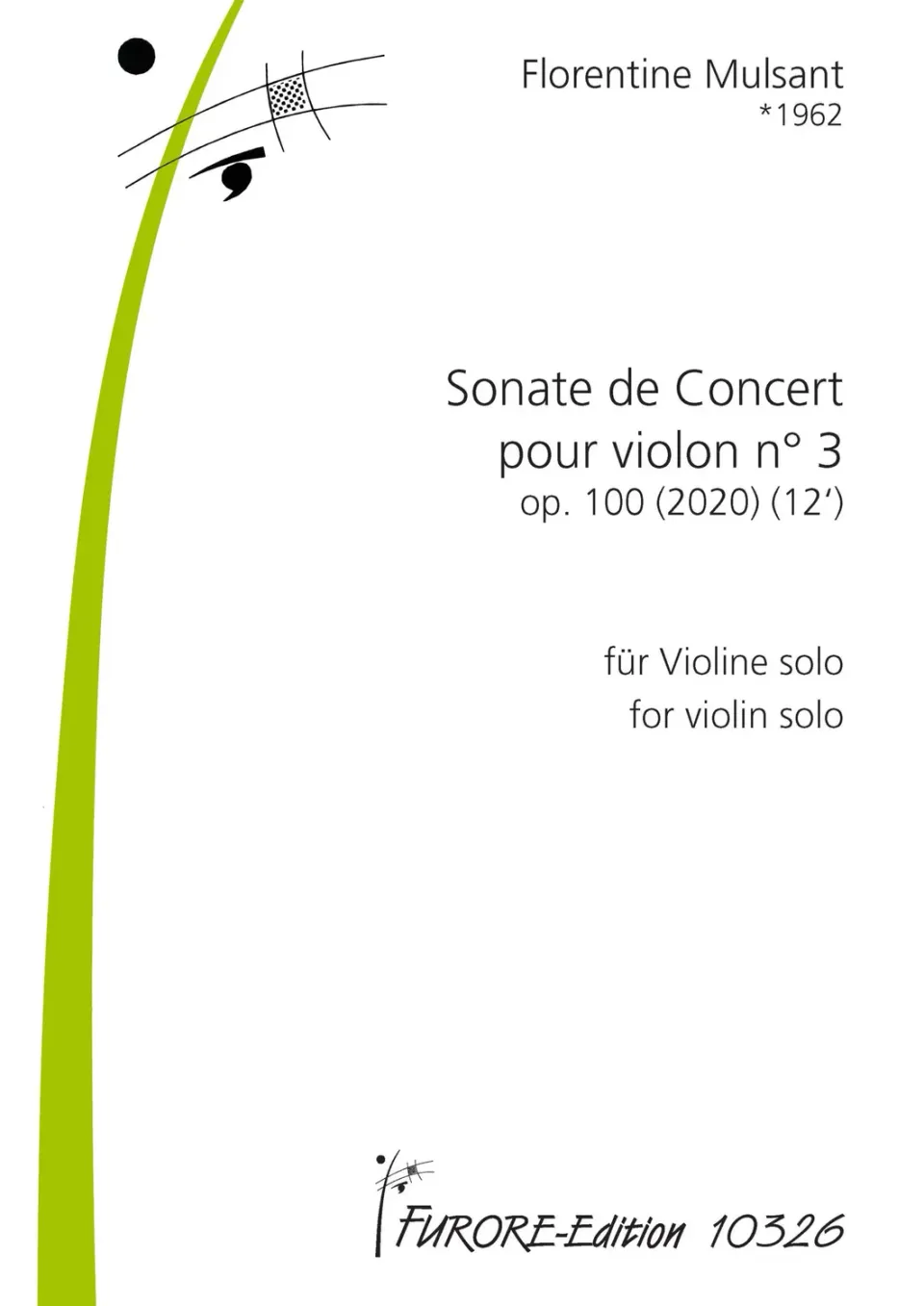 Furore Edition Sonate de Concert pour violon n° 3 op. 100 Noten