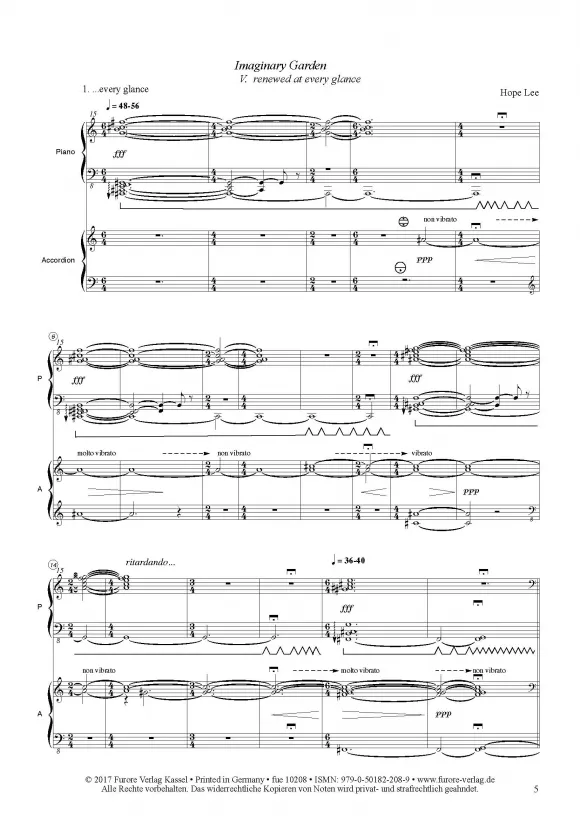 Furore Imaginary Garden V renewed Noten Klavier Akkordeon