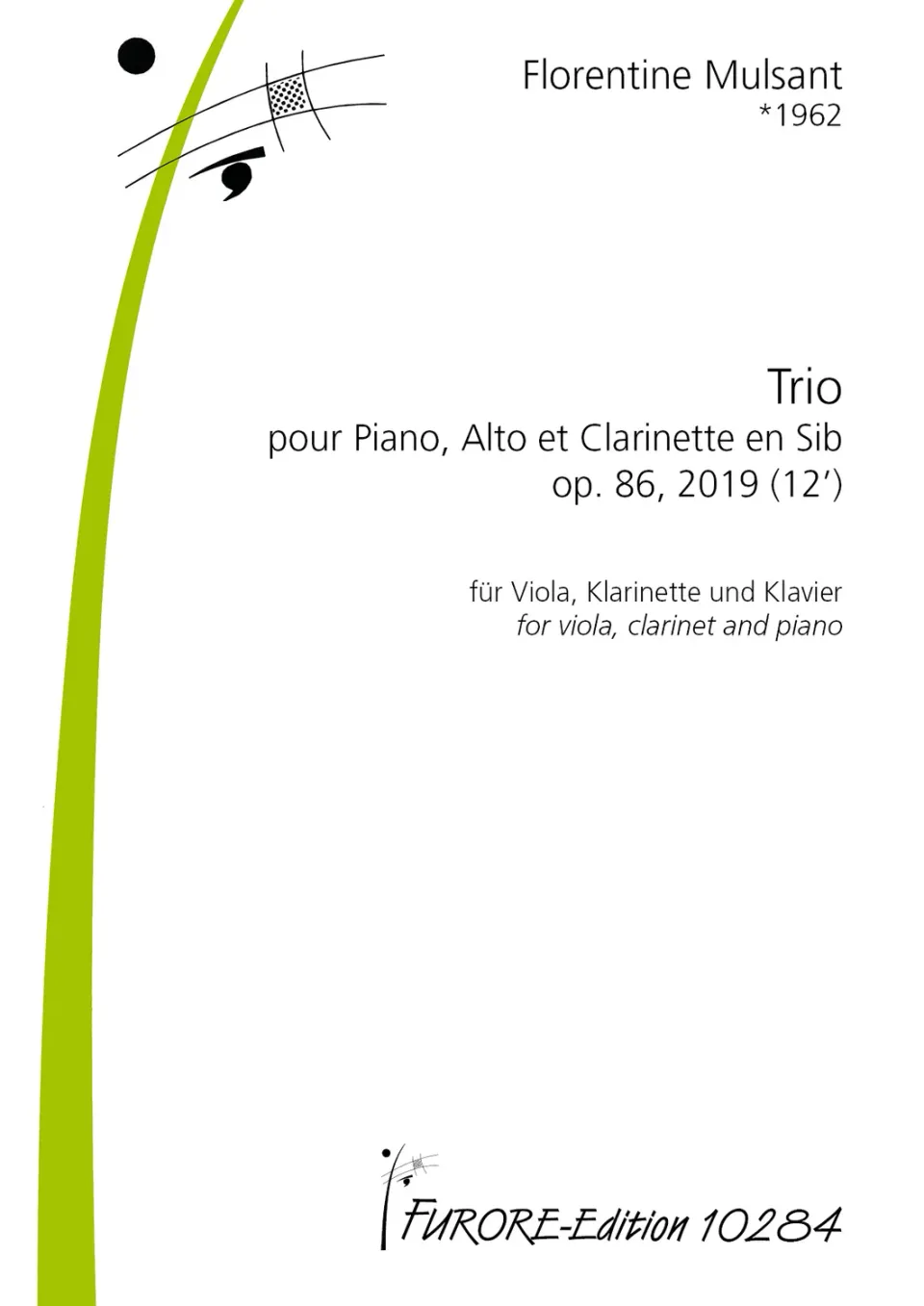 Furore Edition Trio op. 86 Noten für Klarinette Viola Klavier