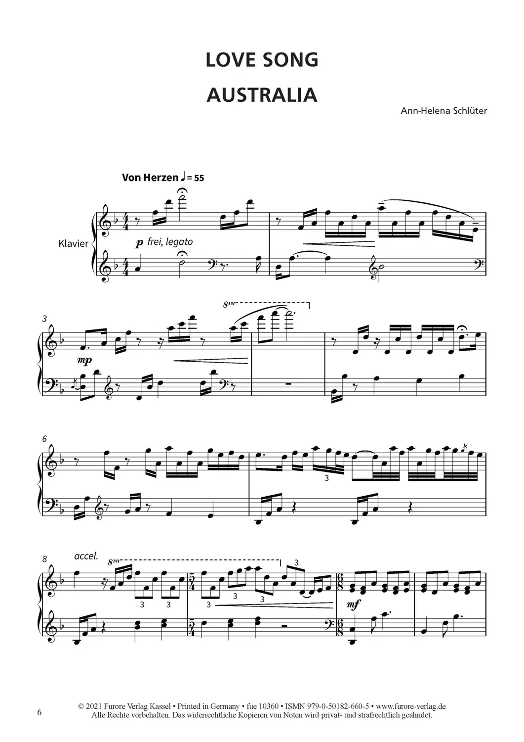 Furore Edition Love Song Australia op. 999 Noten