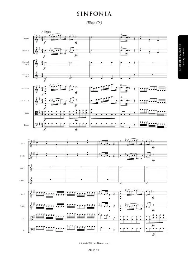 Artaria AE165 Leopold Mozart Sinfonia G-Dur Partitur