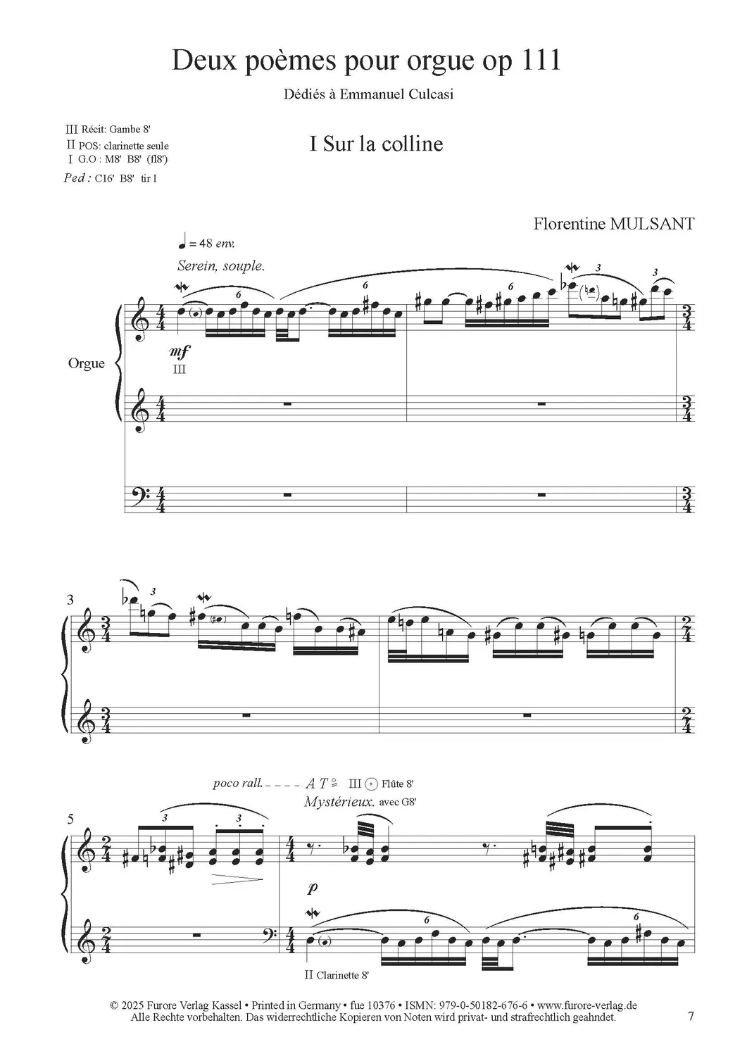 Furore Edition Deux poèmes pour orgue op. 111 Orgelnoten