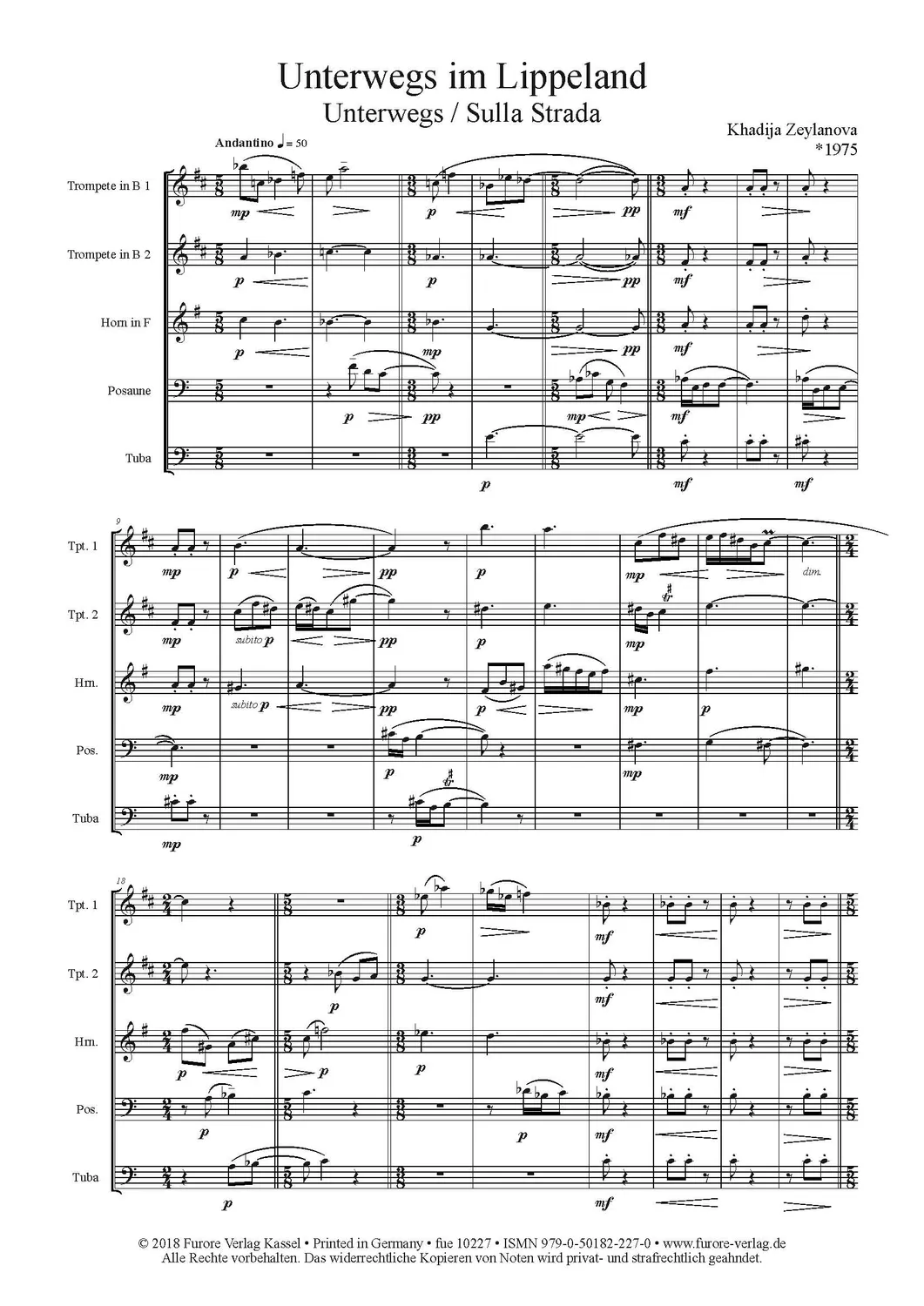 Furore Edition Unterwegs im Lippeland (2017) Blechbläserquintett