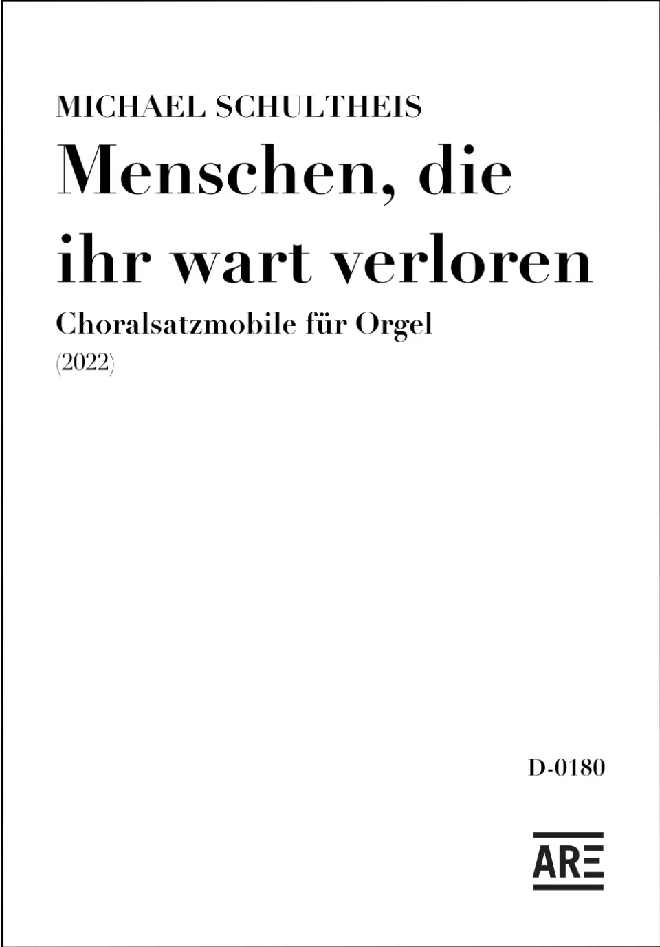 Are Musik Verlag Menschen Choralsatzmobile Orgel Noten