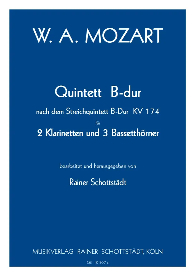 Musikverlag Rainer Schottstädt Quintett B-dur KV174 Noten 2Cl 3Bh