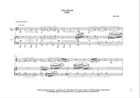 Furore Edition Days beyond Noten Alt-Saxophon Klavier