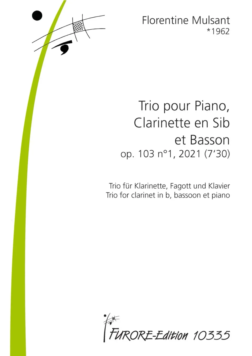 Furore Edition Trio pour Piano, Clarinette en Sib et Basson op. 103 n°1 Noten