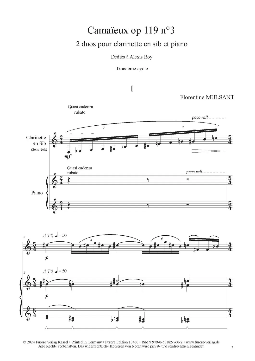 Furore Edition Camaïeux op. 119 Nr. 3 Klarinette Klavier