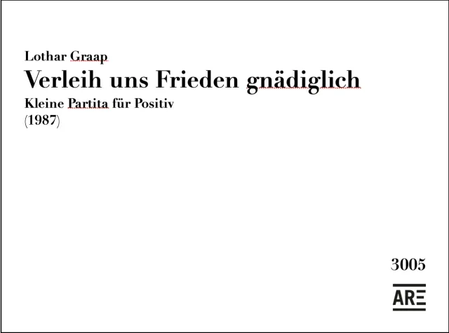 Are Musik Verlag Graap Verleih uns Frieden Orgelnoten