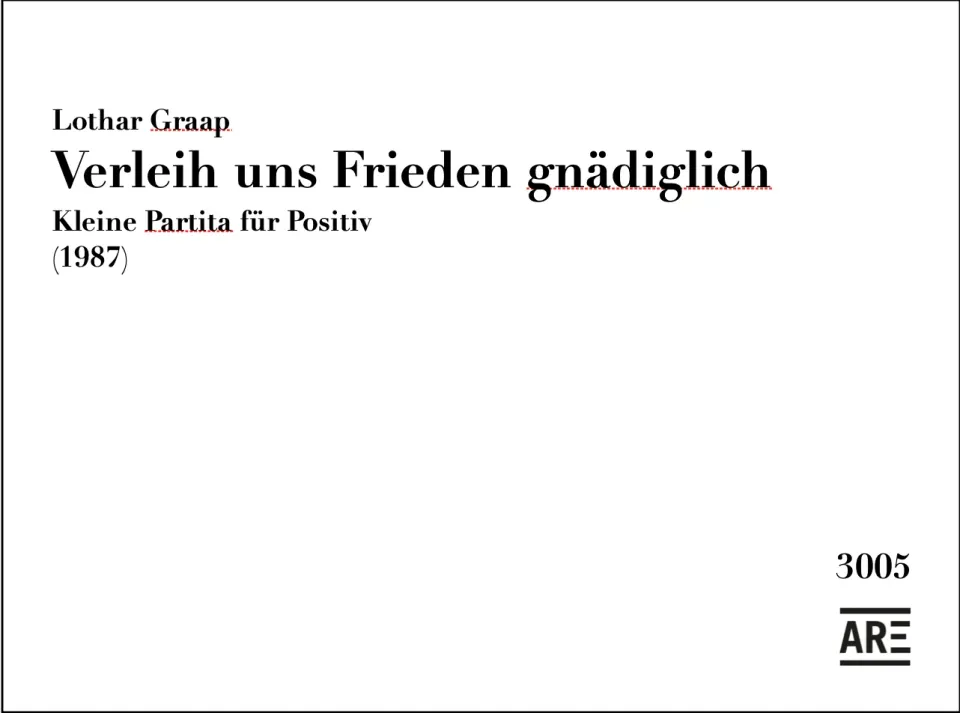 Are Musik Verlag Graap Verleih uns Frieden Orgelnoten