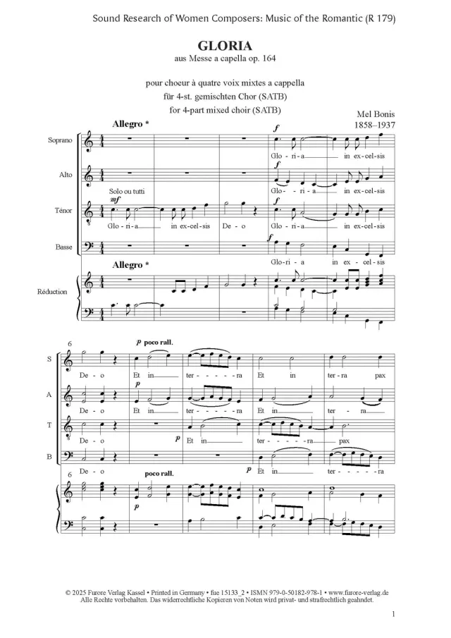 Furore Edition Gloria Noten 4-st. gemischter Chor