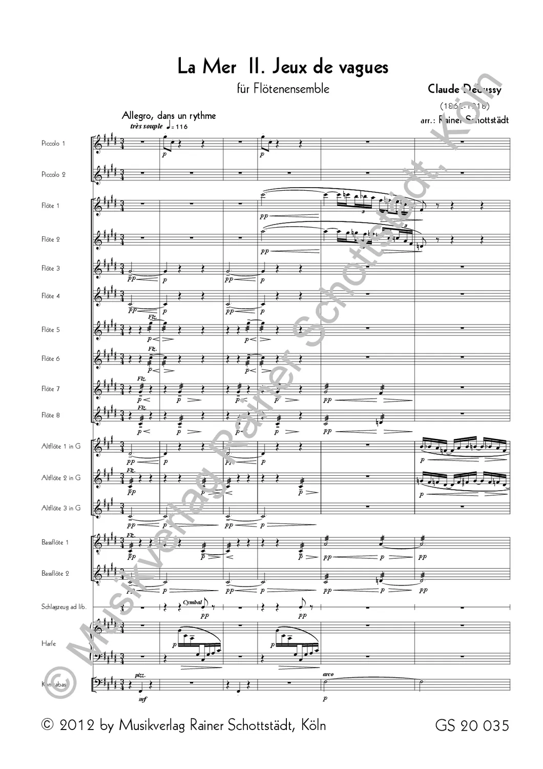 Musikverlag Rainer Schottstädt La Mer Jeux de vagues Noten Flötenchor