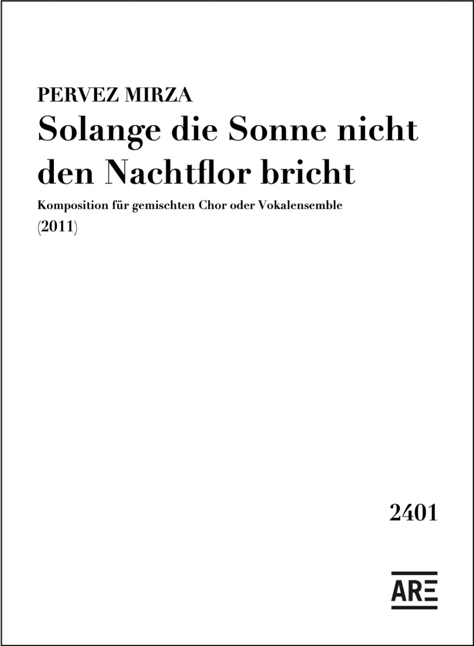 Are Musik Verlag Mirza Solange die Sonne Chornoten 7 Min