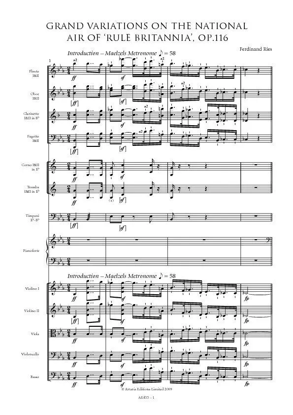 Artaria Rule Britannia Op.116 AE455 Partitur