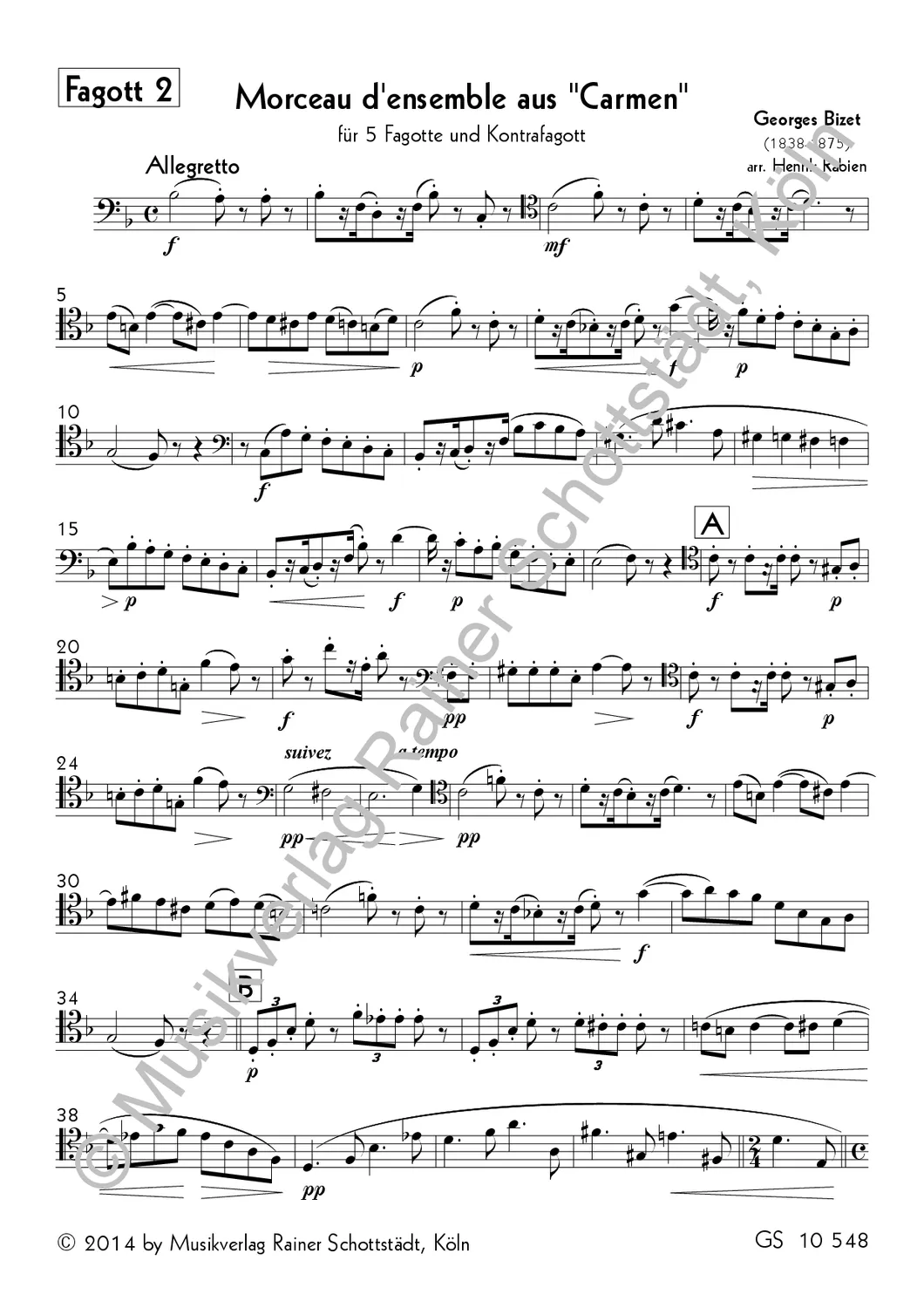 Musikverlag Rainer Schottstädt Morceau Carmen Noten 4 Fg Kfg