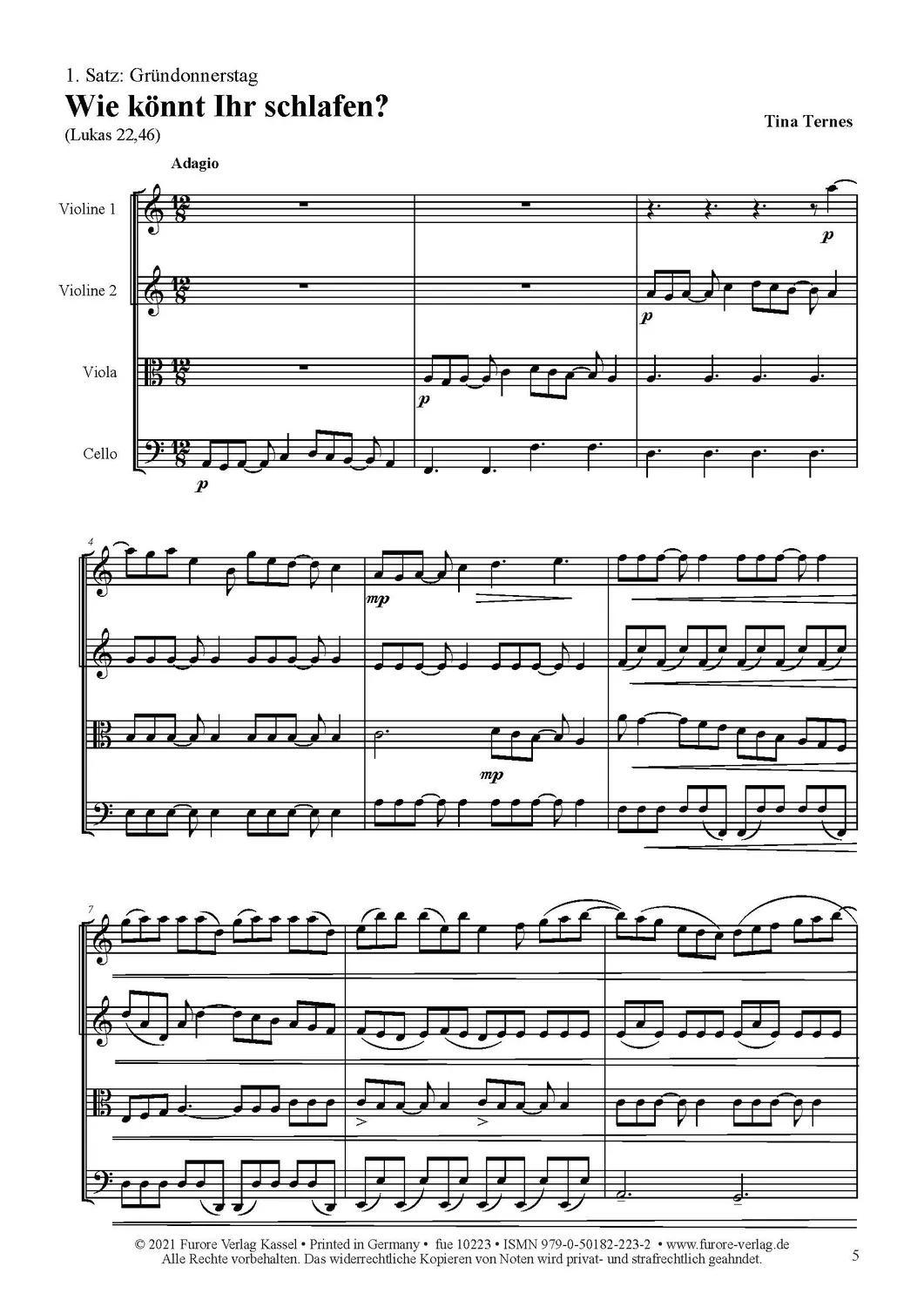 Furore Edition „Also hat Gott die Welt geliebt“ op. 53 Streichquartett