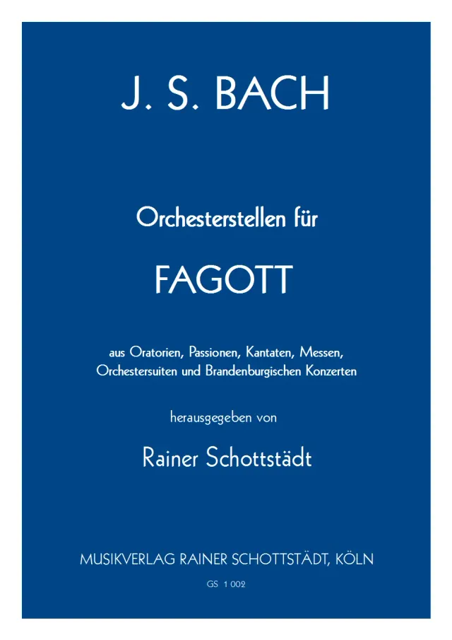Musikverlag Rainer Schottstädt Bachstudien Fagott Noten solo