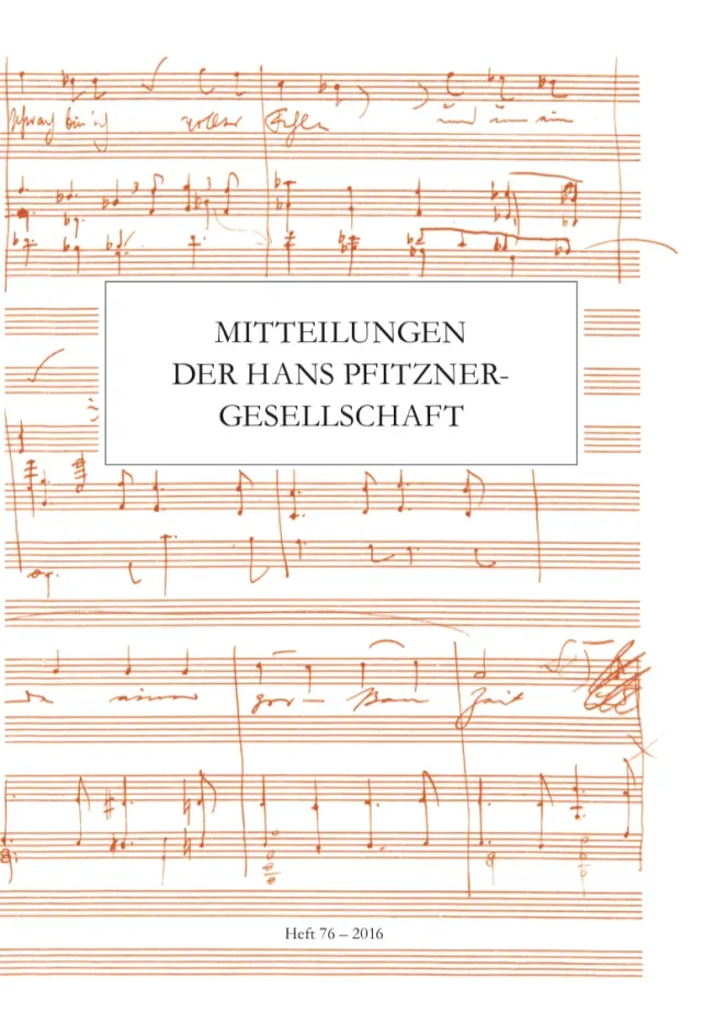 Tybout Schmidt Mitteilungen Hans Pfitzner-Gesellschaft Heft 76 Buch