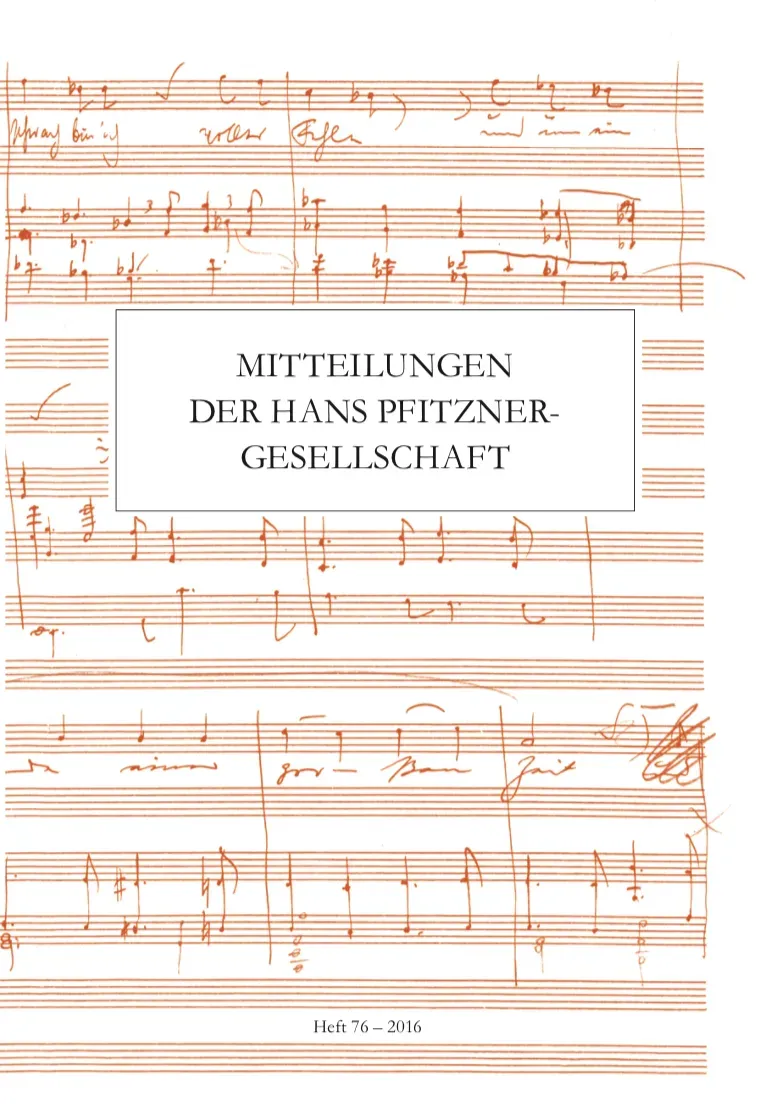 Tybout Schmidt Mitteilungen Hans Pfitzner-Gesellschaft Heft 76 Buch