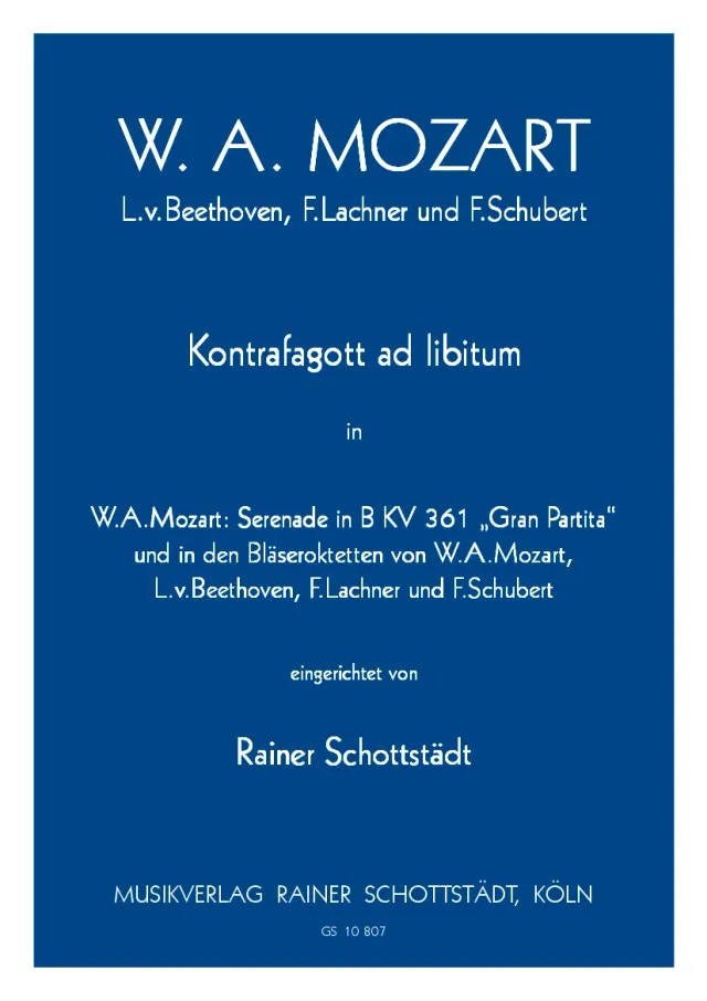 Schottstädt Kontrafagott ad lib. Noten Mozart Beethoven Schubert Lachner