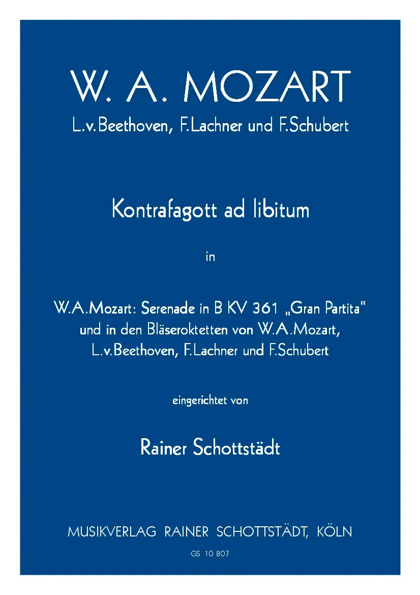 Schottstädt Kontrafagott ad lib. Noten Mozart Beethoven Schubert Lachner