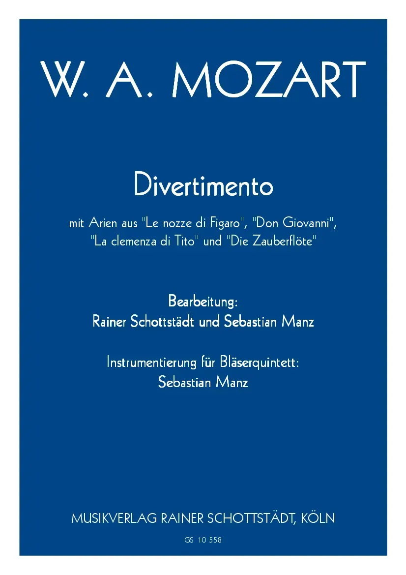 Musikverlag Rainer Schottstädt Divertimento mit Arien aus Mozarts Opern Noten