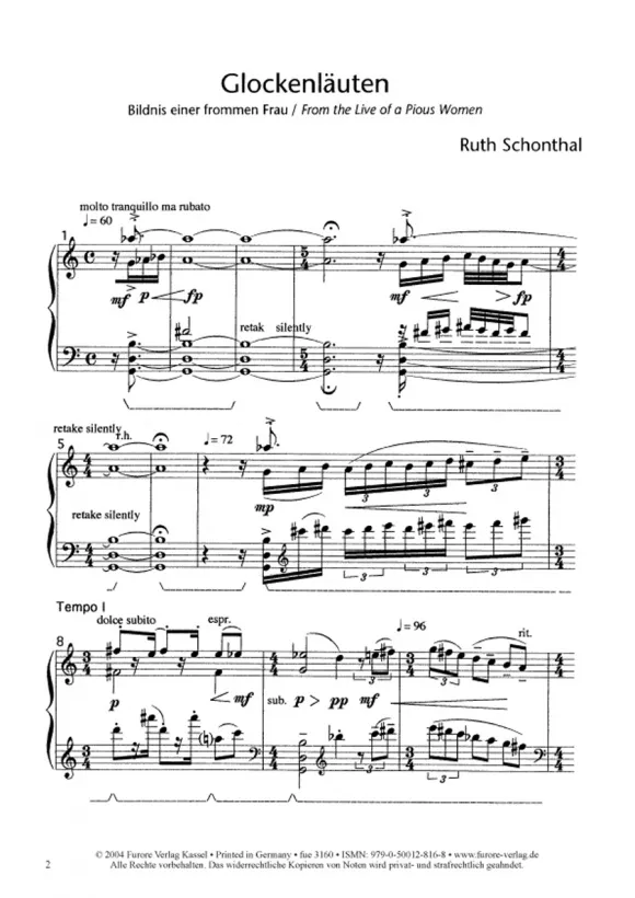 Furore Edition Glockenläuten (Bildnis einer frommen Frau) Klavierpartitur
