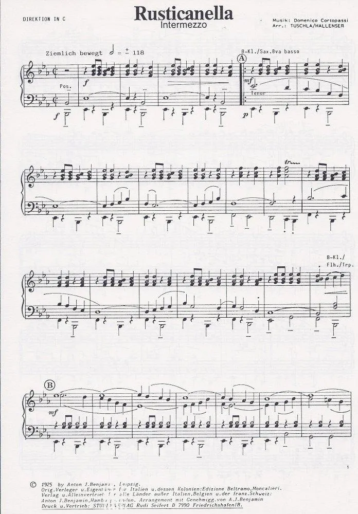 Studio-Verlag Rudi Seifert Rusticanella Noten B-Ware Blasmusik