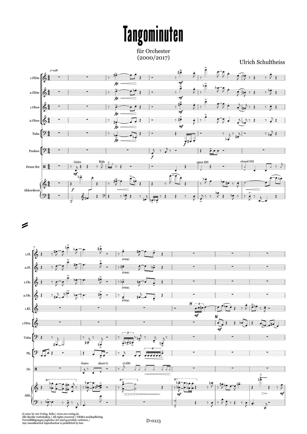 Are Musik Verlag Schultheiss tangominuten Noten