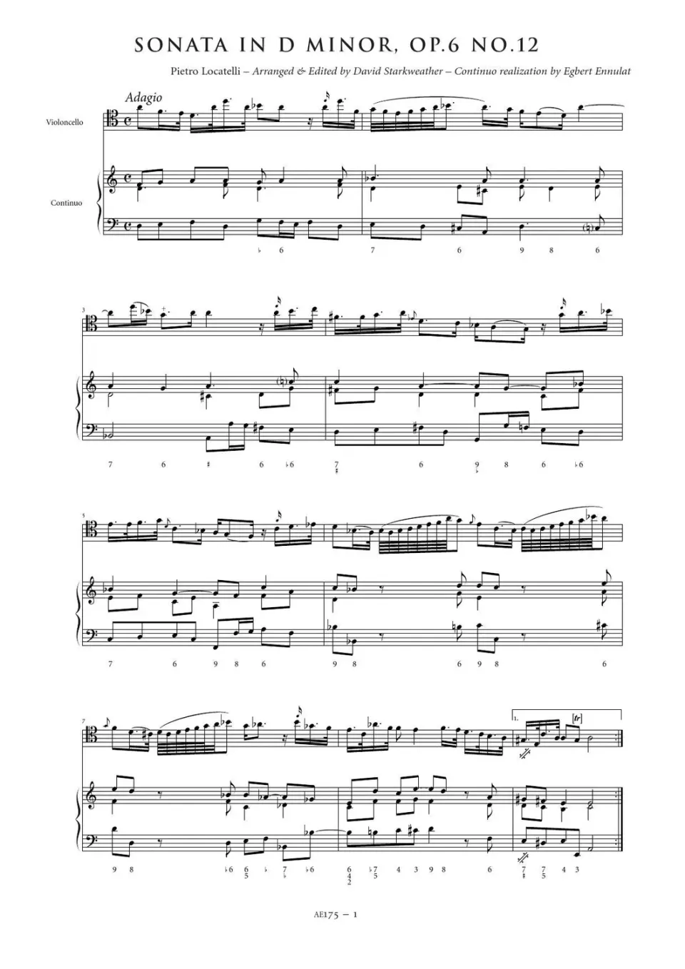 Artaria Locatelli Sonata in D minor, Op. 6, No. 12