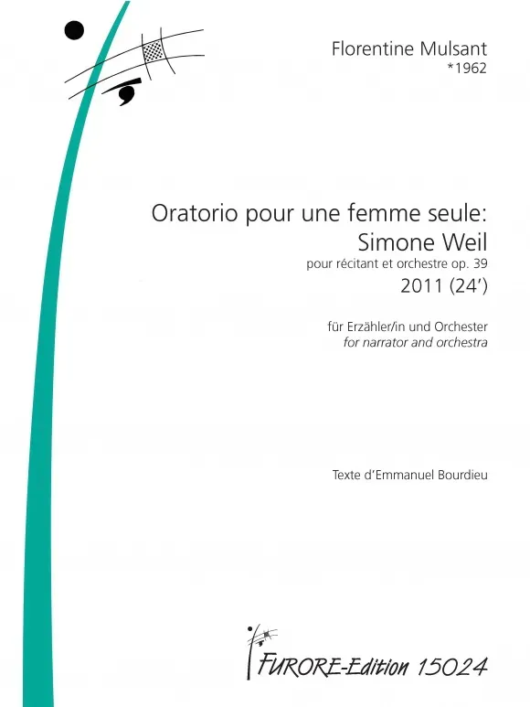 Furore Edition Oratorio pour une femme seule: Simone Weil Partitur